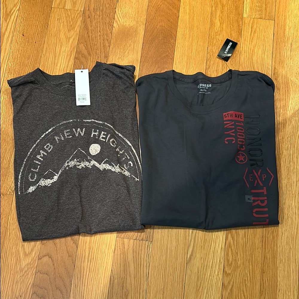 Express Men's Gray Graphic T-Shirt + Sonoma Climb New Heights T-Shirt — 2pc Deal